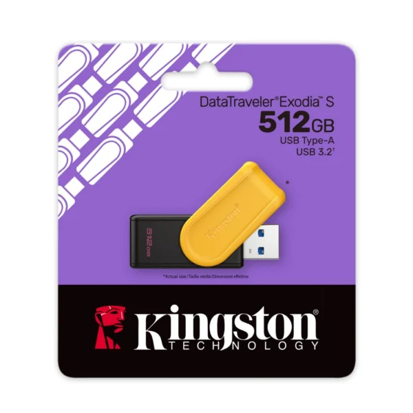 Kingston DataTraveler Exodia S 512GB — Memoria USB | USB-A | USB 3.2 Gen 1 | Amarillo - Imagen 2