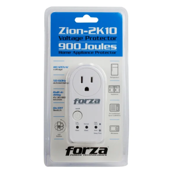 Forza FVP-1201B Zion — Protector de voltaje para electrodomésticos, 1800W, 120V, Blanco - Imagen 2