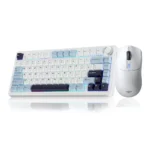 AULA Combo Snow — Teclado mecánico inalámbrico 75%, Hot Swappable Creamy + Ratón Inalámbrico 12000 DPI | Tri-Modo 2.4G/BT5.0/USB-C, Blanco