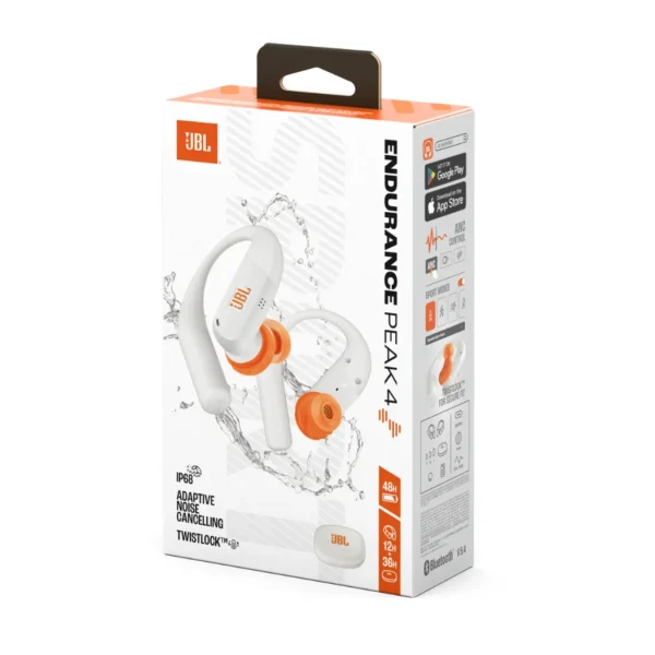 JBL Endurance Peak 4 - Audífonos deportivos inalámbricos TWS, ajuste seguro - Blanco - Imagen 2