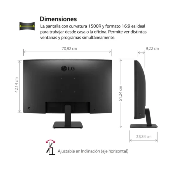 LG 32MR50C-B Monitor 31.5" FHD 1080p VA, 100Hz, 16:9, AMD FreeSync, curvo - Imagen 5