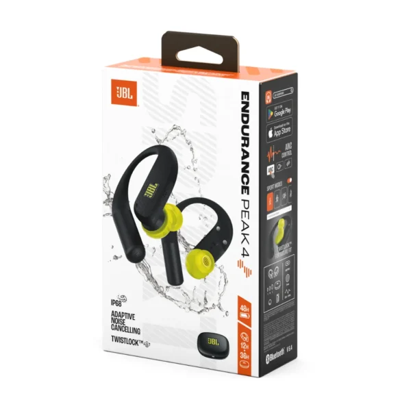 JBL Endurance Peak 4 - Audífonos deportivos inalámbricos TWS, ajuste seguro - Negro - Imagen 2