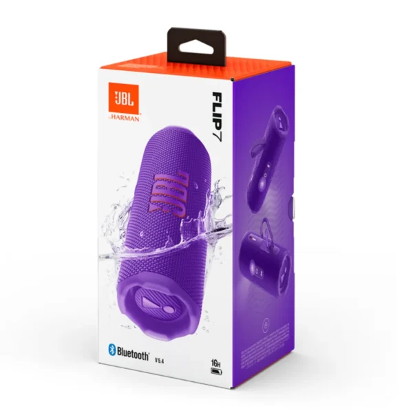 JBL Flip 7 - Altavoz portátil impermeable, Bluetooth, Bold JBL Pro Sound AI, PushLock - Morado - Imagen 2
