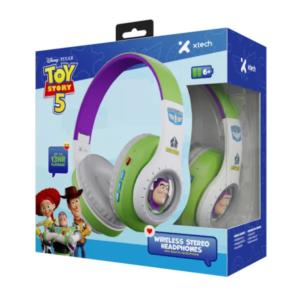 Xtech Headset Toy Story Buzz Lightyear — Audífonos estéreo inalámbricos, Bluetooth, con micrófono incorporado - Imagen 2
