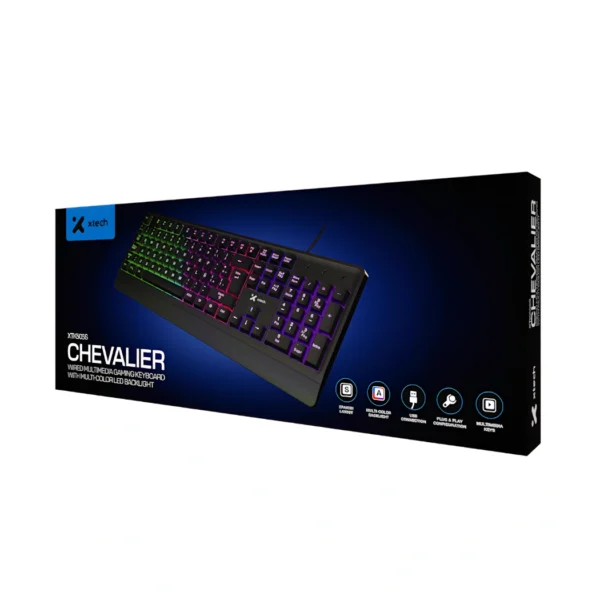 Xtech Chevalier — Teclado membrana, alámbrico, multimedia, con iluminación de fondo LED multicolor - Imagen 2