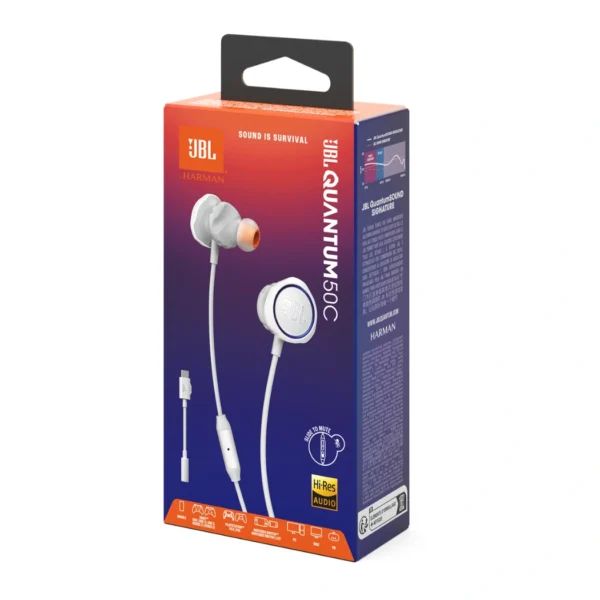 JBL Quantum 50C White — Audífonos alámbricos, USB-C, blanco - Imagen 2