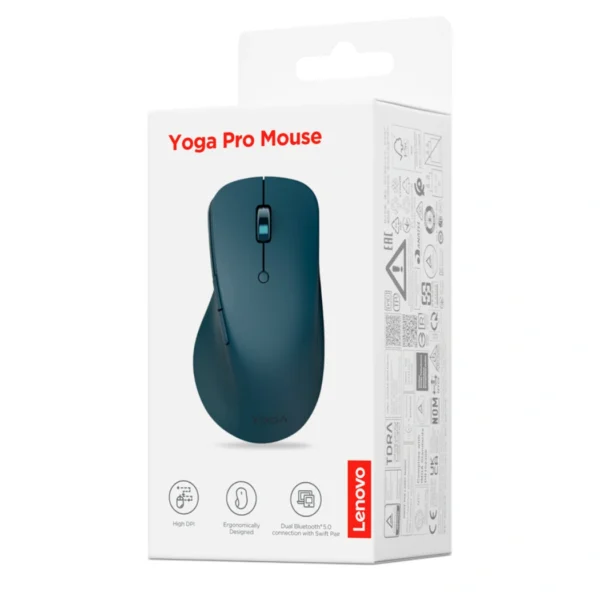 Lenovo Yoga Pro Mouse — Mouse inalámbrico, Bluetooth, ergonómico, verde azulado marea - Imagen 2