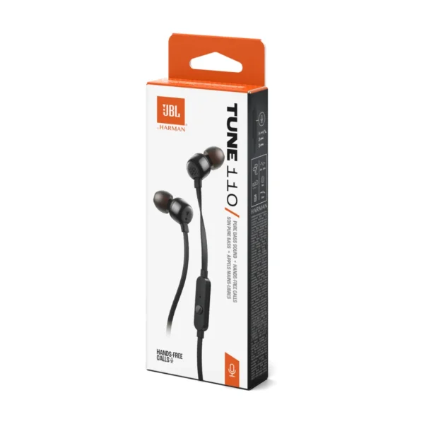 JBL Tune 110E - Audífonos intraaurales con cable, 3.5 mm - Negro - Imagen 2