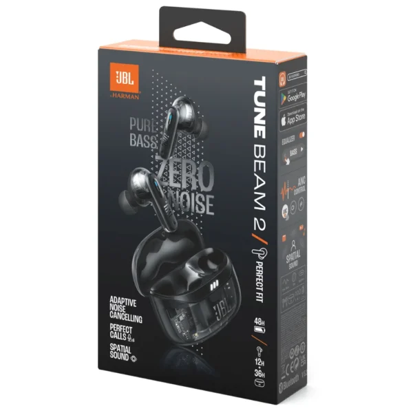 JBL Tune Beam 2 Ghost Edition - Auriculares inalámbricos TWS, ANC, diseño translúcido - Ghost Black - Imagen 2