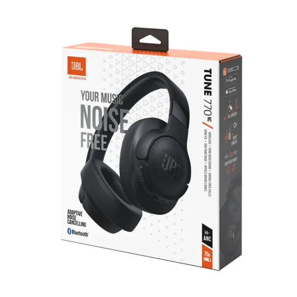 JBL Tune 770NC - Auriculares inalámbricos over-ear, cancelación de ruido adaptativa, Bluetooth, 3.5 mm - Negro - Imagen 2