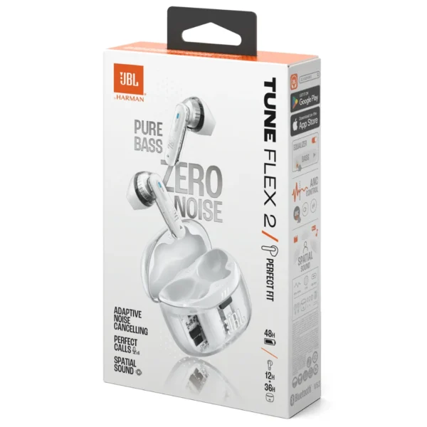 JBL Tune Flex 2 Ghost Edition - Auriculares inalámbricos TWS, ANC, Smart Ambient - Ghost White - Imagen 2