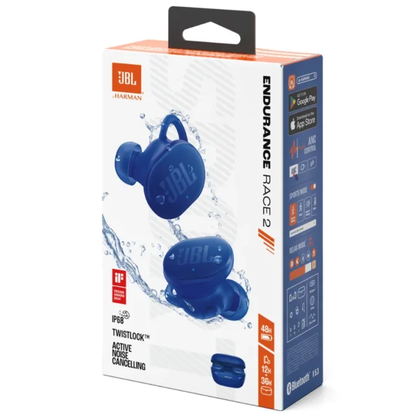 JBL Endurance Race 2 - Auriculares deportivos inalámbricos TWS, IP6 - Azul - Imagen 2
