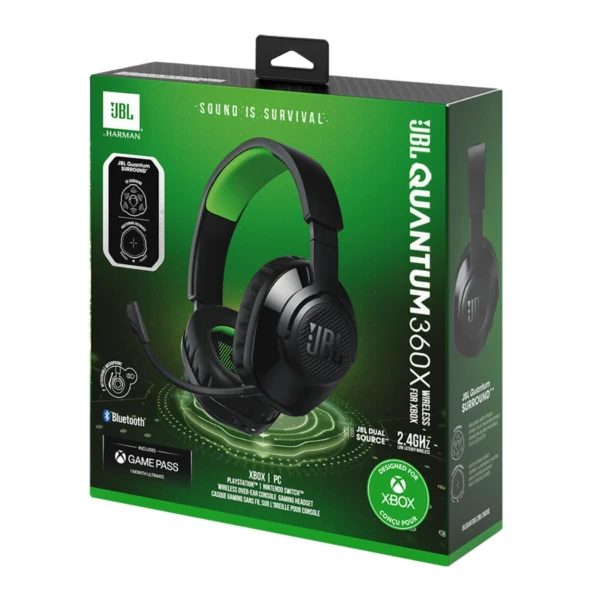 JBL Quantum 360X Wireless — Auriculares inalámbricos, 2.4GHz, Bluetooth, con micrófono desmontable, para Xbox, PC, Switch, PS5 y PS4 - Imagen 2