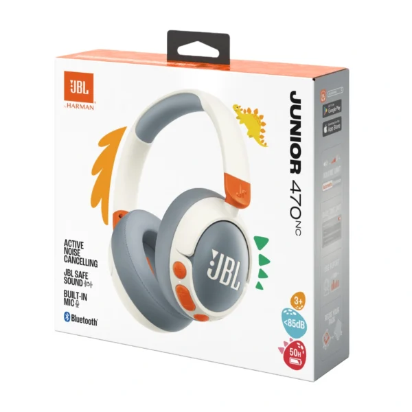 JBL Junior 470NC White — Audífonos inalámbricos para niños, Bluetooth, ANC, límite de volumen seguro, blanco - Imagen 2