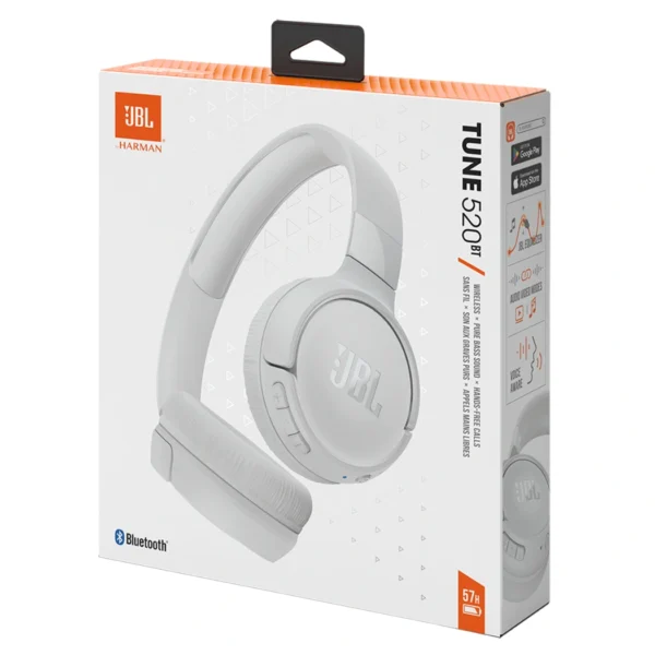 JBL Tune 520BT White — Audífonos inalámbricos, Bluetooth, blanco - Imagen 2
