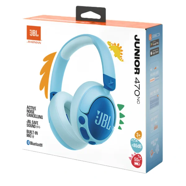 JBL Junior 470NC Blue — Audífonos inalámbricos para niños, Bluetooth, ANC, límite de volumen seguro, azul - Imagen 2