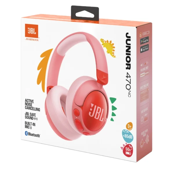 JBL Junior 470NC Pink — Audífonos inalámbricos para niños, Bluetooth, ANC, límite de volumen seguro, rosa - Imagen 2