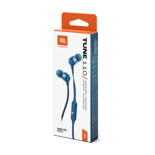 JBL Tune 110E - Audífonos intraaurales con cable, 3.5 mm - Azul - Imagen 2