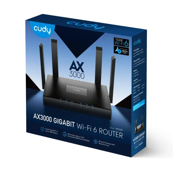 Cudy WR3000 — Router Wi-Fi 6 | Hasta 3000 Mbps | OFDMA | MU-MIMO - Imagen 2