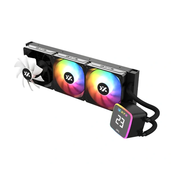 XYZ Aquapulse 360 — Enfriador Líquido AiO 360mm, pantalla de temperatura digital, AM4, AM5, LGA 1700, LGA 1851, Negro - Imagen 2