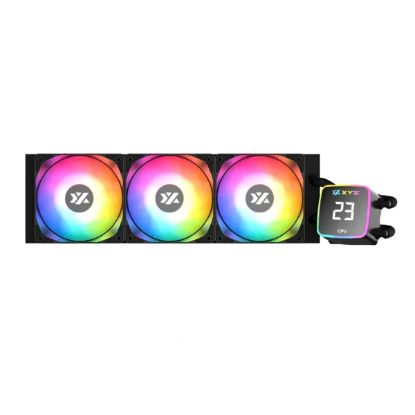 XYZ Aquapulse 360 — Enfriador Líquido AiO 360mm, pantalla de temperatura digital, AM4, AM5, LGA 1700, LGA 1851, Negro - Imagen 3