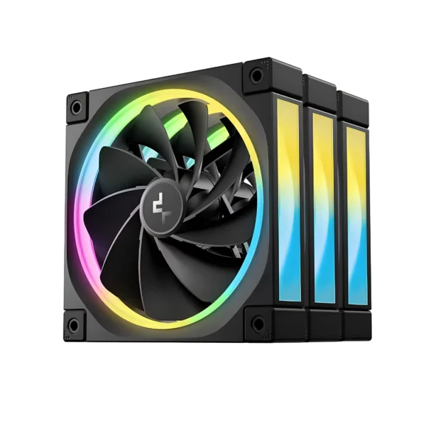DeepCool FL12R 3 IN 1 — 3 Fans Reversibles 120mm ARGB, 1200rpm, Conector PWM 4 pines, Negro | R-FL12R-BKAPN3-G