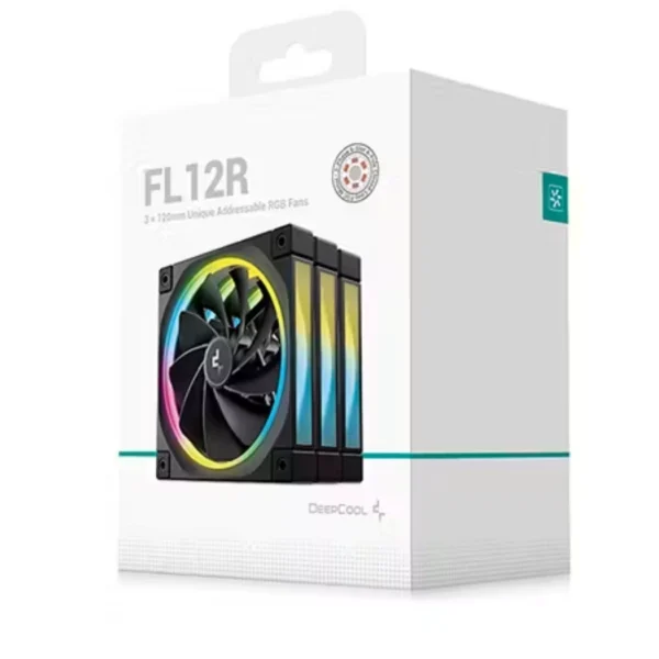 DeepCool FL12R 3 IN 1 — 3 Fans Reversibles 120mm ARGB, 1200rpm, Conector PWM 4 pines, Negro | R-FL12R-BKAPN3-G - Imagen 2