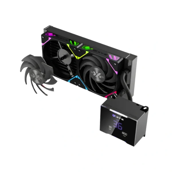 XYZ Hydrotemp 240 — Enfriador Líquido AiO 240mm, Pantalla 3.5" GPU/CPU/RPM data, AM4, AM5, LGA 1700, LGA 1851, Negro - Imagen 2
