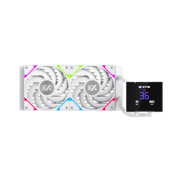 XYZ Hydrotemp 240 White — Enfriador Líquido AiO 240mm, Pantalla 3.5" GPU/CPU/RPM data, AM4, AM5, LGA 1700, LGA 1851, Blanco - Imagen 3