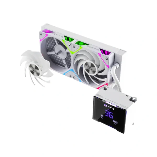 XYZ Hydrotemp 240 White — Enfriador Líquido AiO 240mm, Pantalla 3.5" GPU/CPU/RPM data, AM4, AM5, LGA 1700, LGA 1851, Blanco - Imagen 2