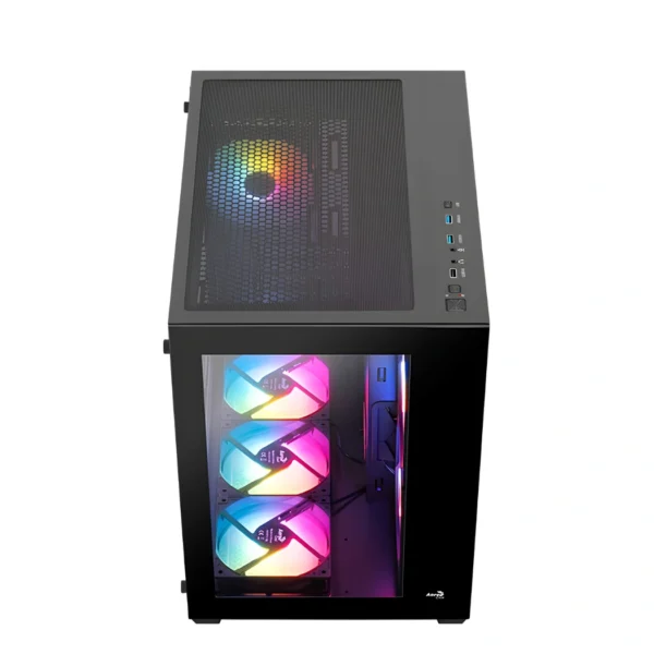 Aerocool Dryft Black V1 — Caja ATX, 6 Fans RGB Fijo, Negro | DRYFT-G-BK-V1 - Imagen 2
