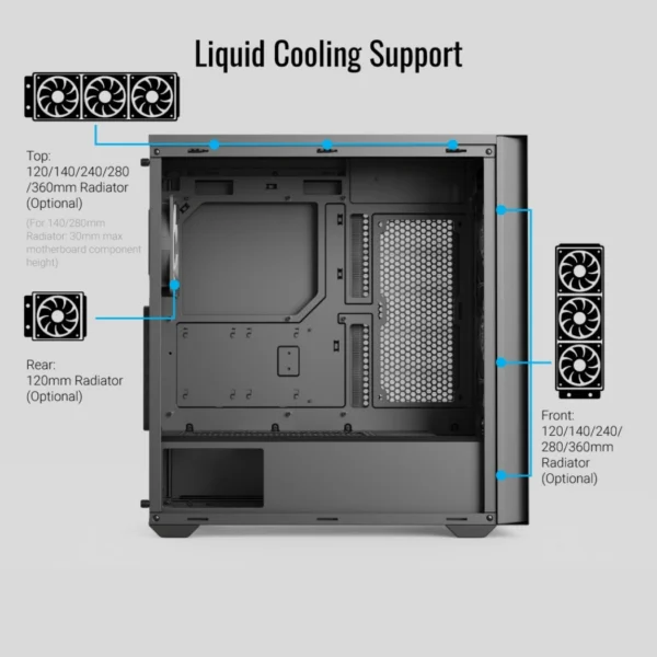 AeroCool D502A — Caja ATX, 4 Fans ARGB, Negro | D502A-G-BK-V1 - Imagen 4