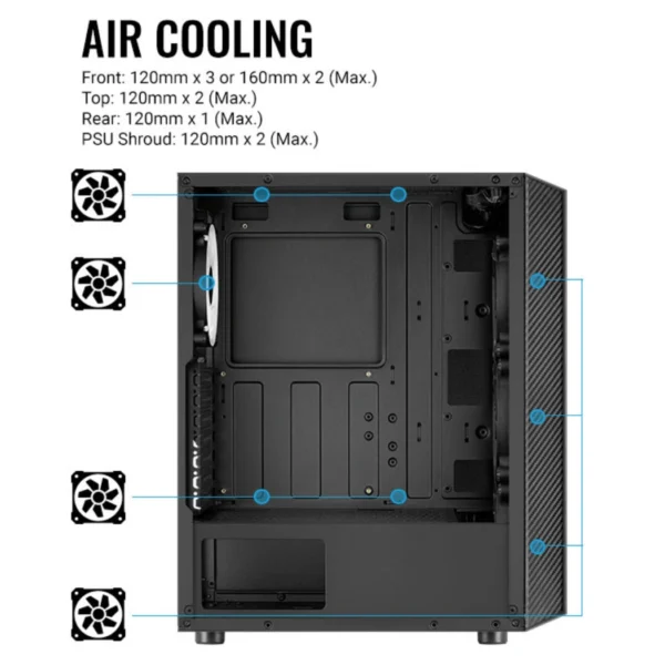 Aerocool Hive FRGB — Caja ATX, 1 Fan RGB Fijo, Negro | HIVE-G-BK-V3 - Imagen 4