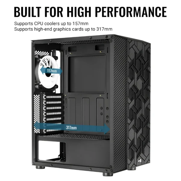Aerocool Hive FRGB — Caja ATX, 1 Fan RGB Fijo, Negro | HIVE-G-BK-V3 - Imagen 5