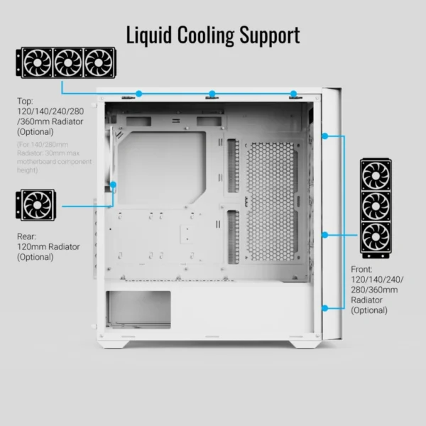 AeroCool D502A — Caja ATX, 4 Fans ARGB, Blanco | D502A-G-WT-V1 - Imagen 4