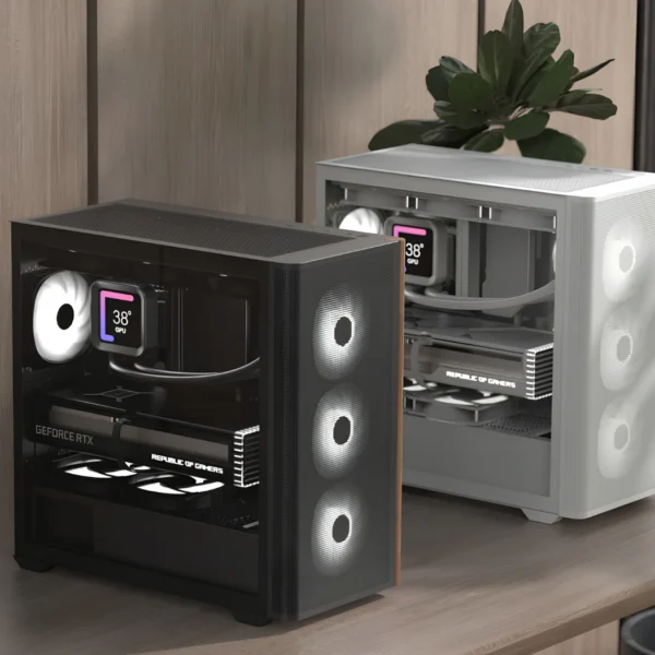 AeroCool D301A — Caja MicroATX, 4 Fans ARGB, Negro | D301A-G-BK-V2 - Imagen 2