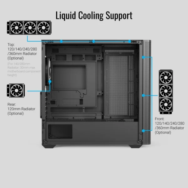 AeroCool D301A — Caja MicroATX, 4 Fans ARGB, Negro | D301A-G-BK-V2 - Imagen 6
