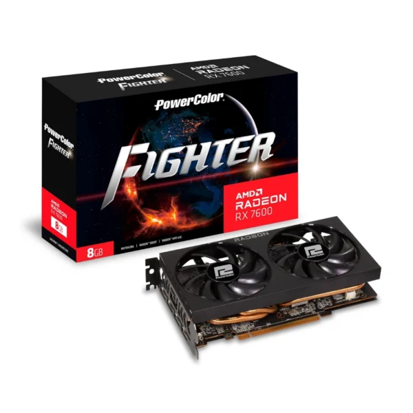 PowerColor Fighter RX 7600 8GB GDDR6 2250MHZ, Negro | RX 7600 8G-F/V2