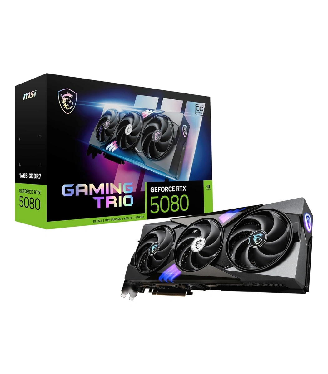 Web Lofi Studio - Computadoras y Componentes (74) MSI GeForce RTX 5080 16G Gaming TRIO OC GDDR7 | 912-V531-026 - Imagen 1