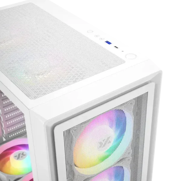 XYZ Airone 100 X Mesh White  — Caja ATX, 6 Fans ARGB, 1xUSB Tipo-C, blanco - Imagen 5