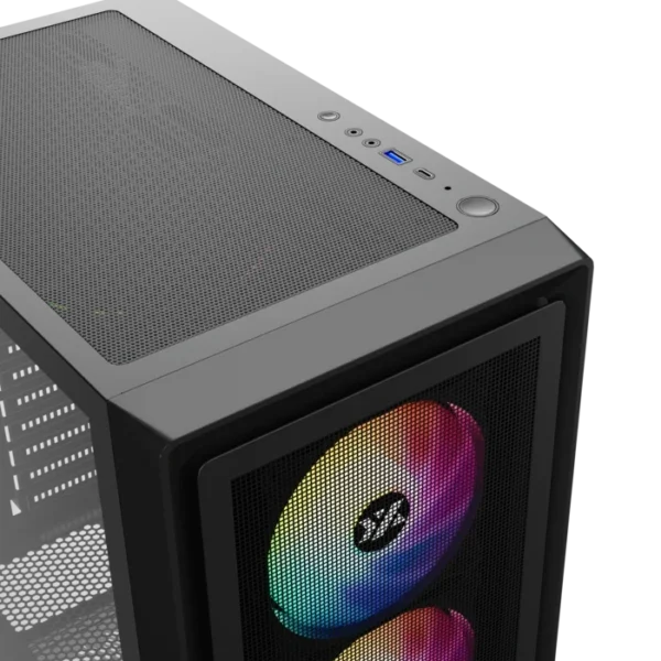 XYZ Airone 100 X Mesh Black  — Caja ATX, 6 Fans ARGB, 1xUSB Tipo-C, negro - Imagen 4
