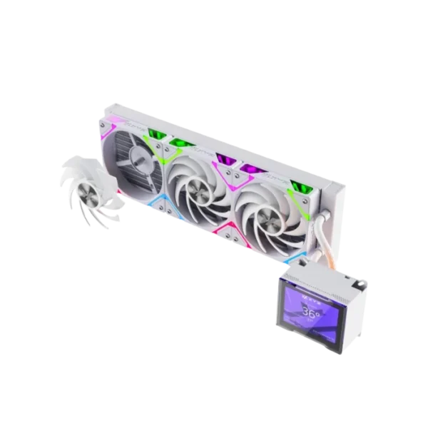 XYZ Hydroview 360 White — Enfriamiento Líquido AiO 360mm, Pantalla 3.5" personalizada, socket LGA1851/1700-AM5/AM4, blanco - Imagen 2