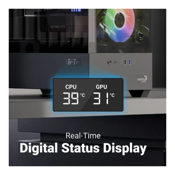 AeroCool P300D Digi — Caja MicroATX, 3 Fans ARGB, Negro | P300D DIGI-G-BK-V1 - Imagen 8