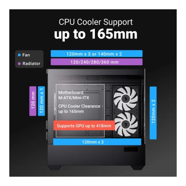 AeroCool P300D Digi — Caja MicroATX, 3 Fans ARGB, Negro | P300D DIGI-G-BK-V1 - Imagen 7