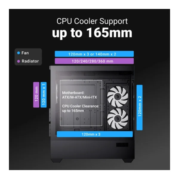 AeroCool P500D Digi — Caja ATX, 3 Fans ARGB, Negro | P500D DIGI-G-BK-V1 - Imagen 5