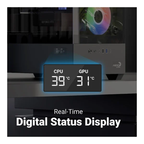 AeroCool P500D Digi — Caja ATX, 3 Fans ARGB, Negro | P500D DIGI-G-BK-V1 - Imagen 4