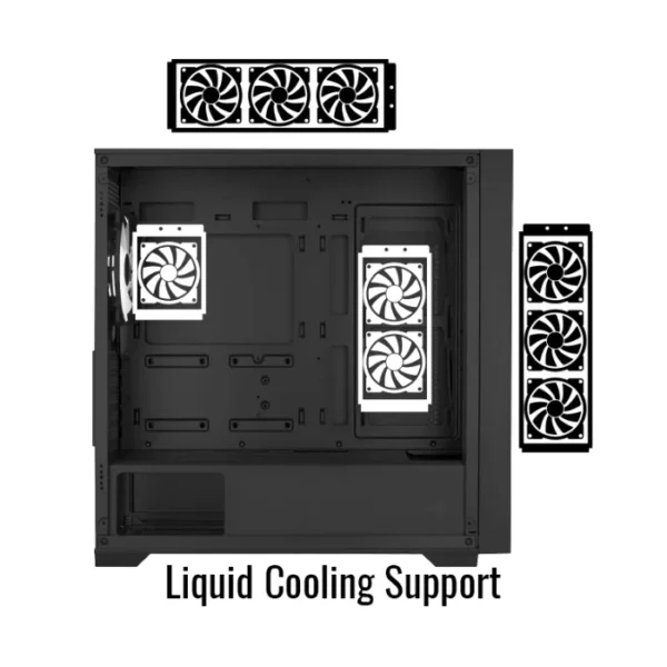 AeroCool Tern Mini — Caja MicroATX, 4 Fans ARGB, PWM ARGB hub, Negro | TERN MINI-G-BK-V2 - Imagen 6