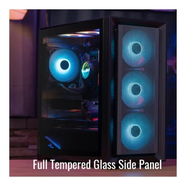 AeroCool Tern Mini — Caja MicroATX, 4 Fans ARGB, PWM ARGB hub, Negro | TERN MINI-G-BK-V2 - Imagen 2