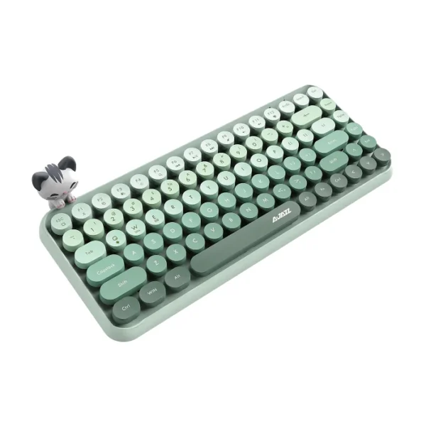 Ajazz 308i Milky Meow — Teclado inalámbrico 60%, Bluetooth, retro, incluye gato magnético - Verde - Imagen 10