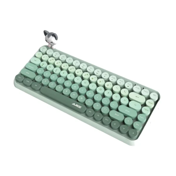 Ajazz 308i Milky Meow — Teclado inalámbrico 60%, Bluetooth, retro, incluye gato magnético - Verde - Imagen 11